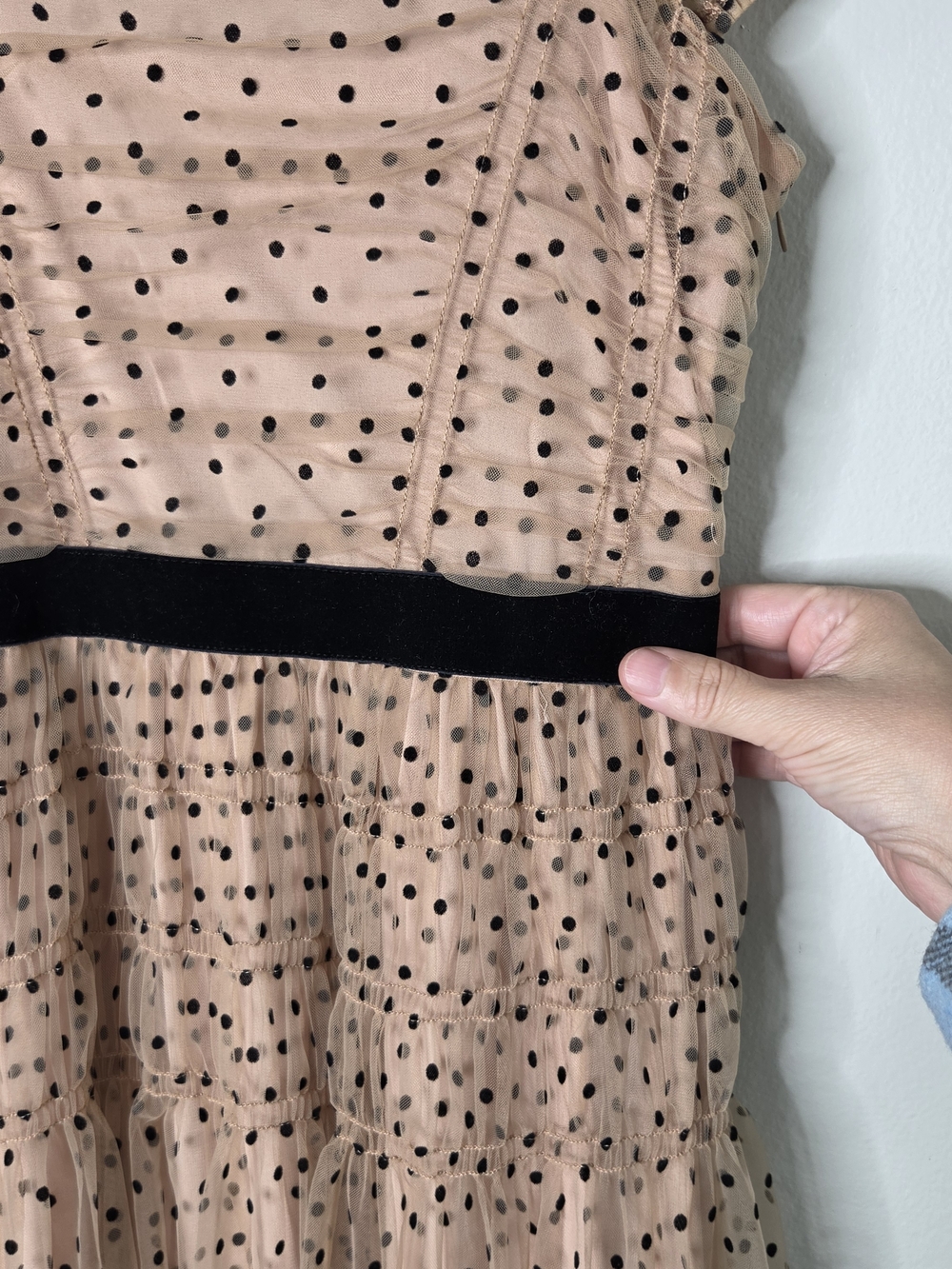 Lucy Paris Saison Flock Polka Dot Cocktail Dress - Picture 5 of 9